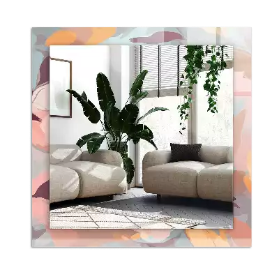 Rectangular wall mirror design Flowers leaves pastel