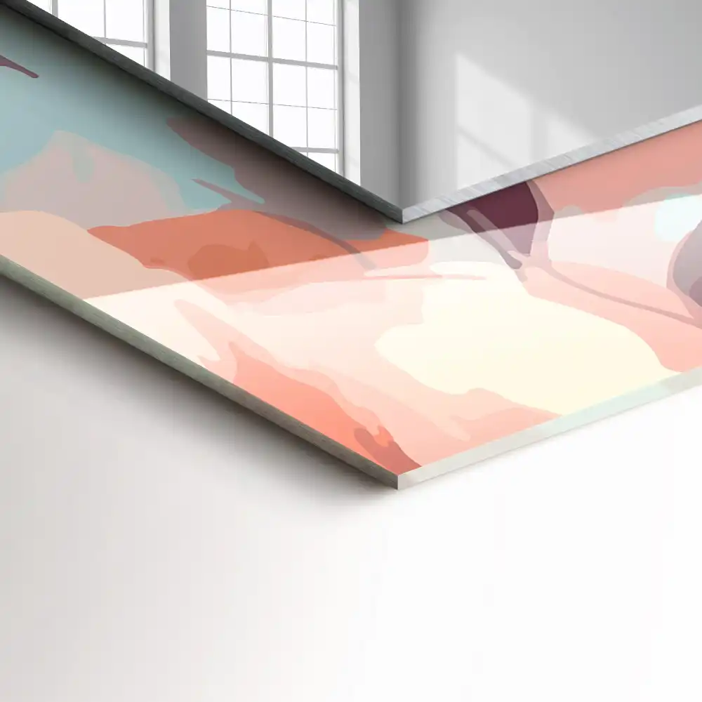 Rectangular wall mirror design Flowers leaves pastel