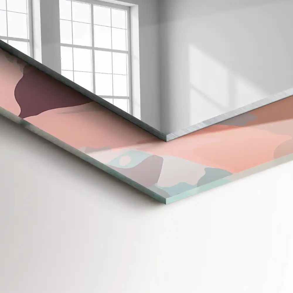 Rectangular wall mirror design Flowers leaves pastel