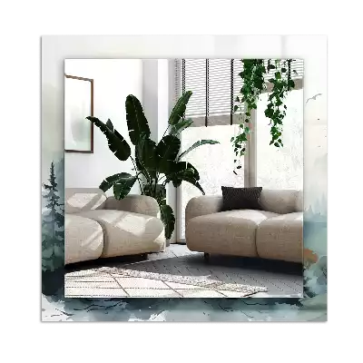 Rectangular decorative mirror Forest in the fog