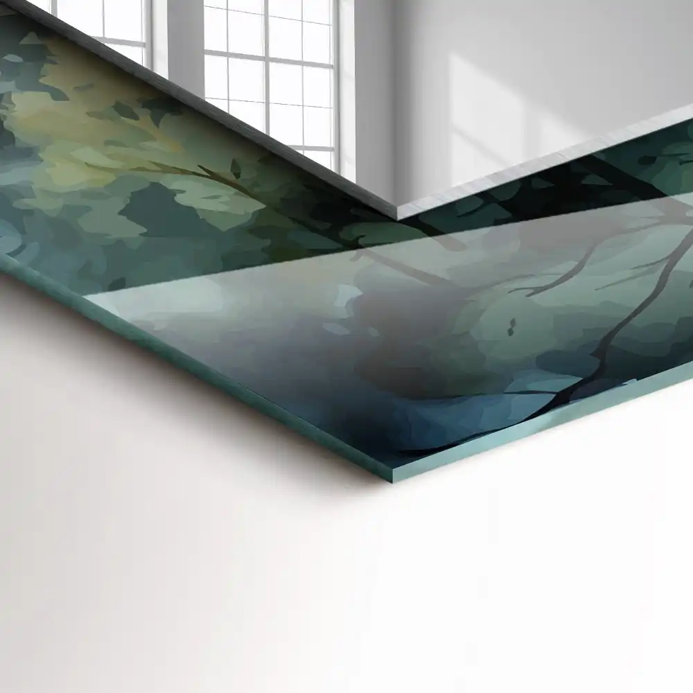 Rectangular decorative mirror Forest in the fog