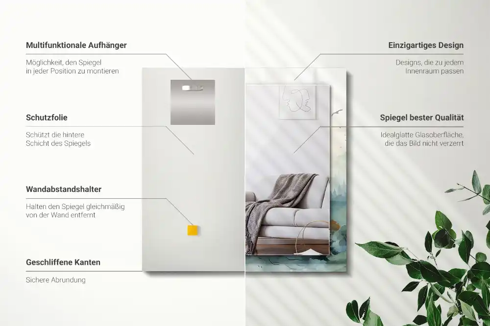 Rectangular decorative mirror Forest in the fog