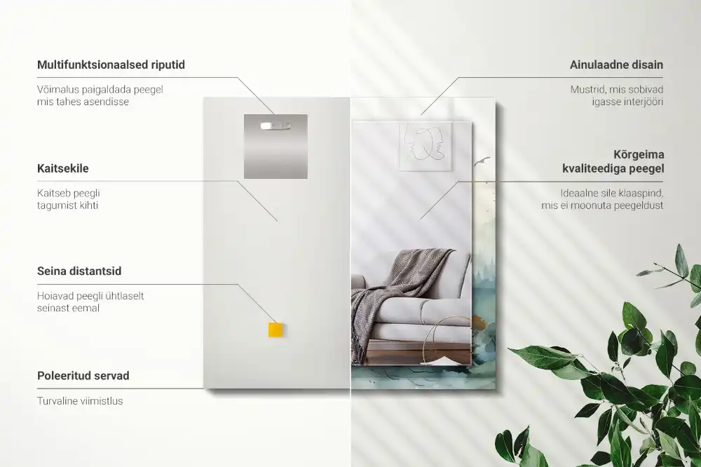 Rectangular decorative mirror Forest in the fog