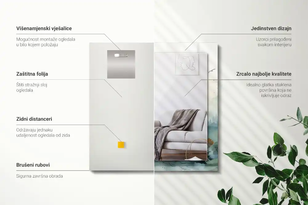 Rectangular decorative mirror Forest in the fog