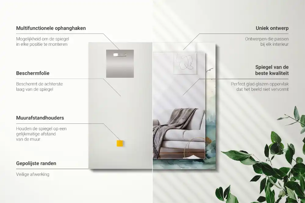 Rectangular decorative mirror Forest in the fog