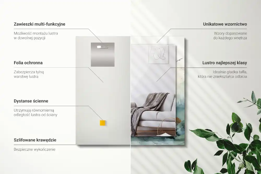 Rectangular decorative mirror Forest in the fog