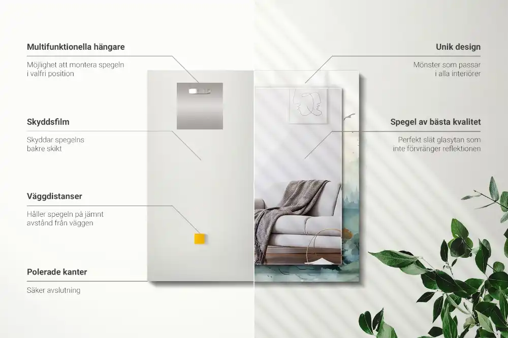 Rectangular decorative mirror Forest in the fog