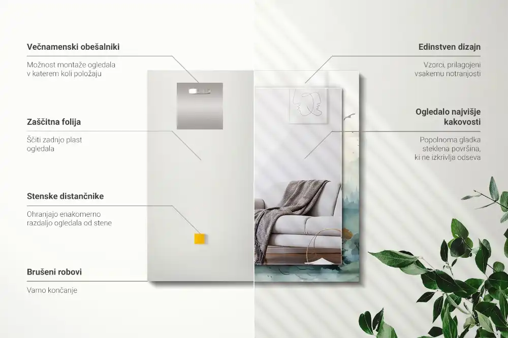 Rectangular decorative mirror Forest in the fog