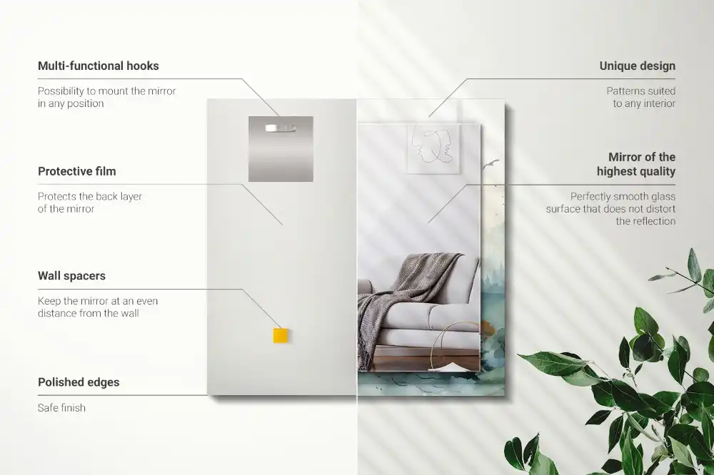 Rectangular decorative mirror Forest in the fog