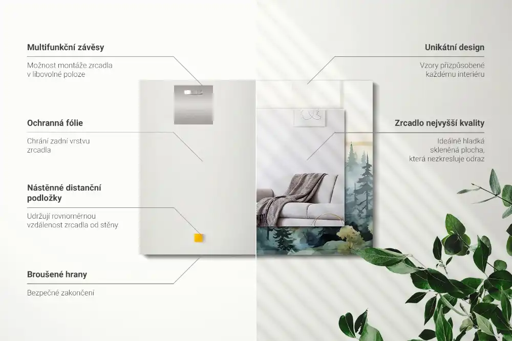 Rectangular decorative mirror Forest in the fog