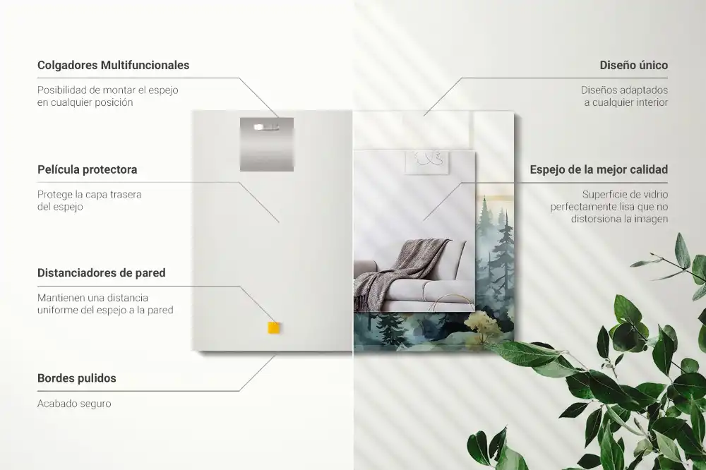 Rectangular decorative mirror Forest in the fog