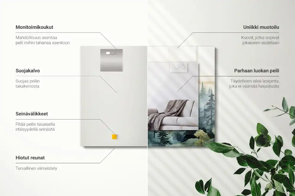 Rectangular decorative mirror Forest in the fog