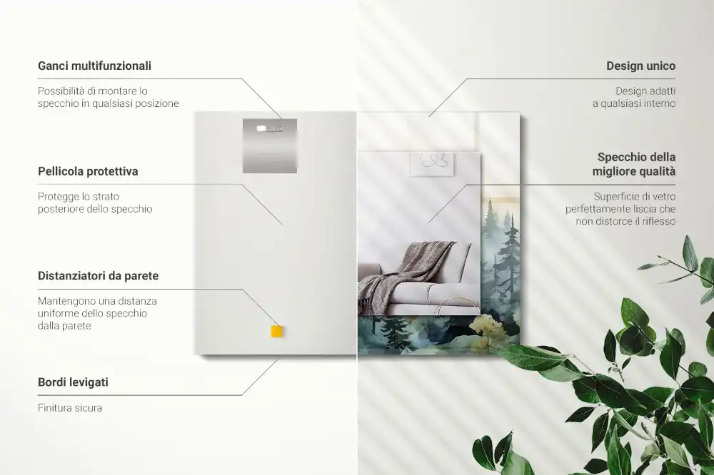 Rectangular decorative mirror Forest in the fog