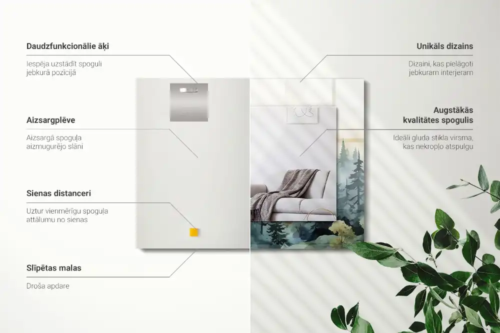 Rectangular decorative mirror Forest in the fog