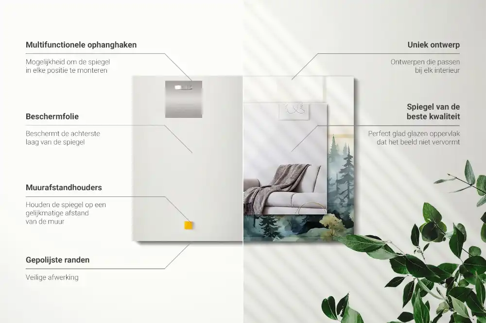 Rectangular decorative mirror Forest in the fog