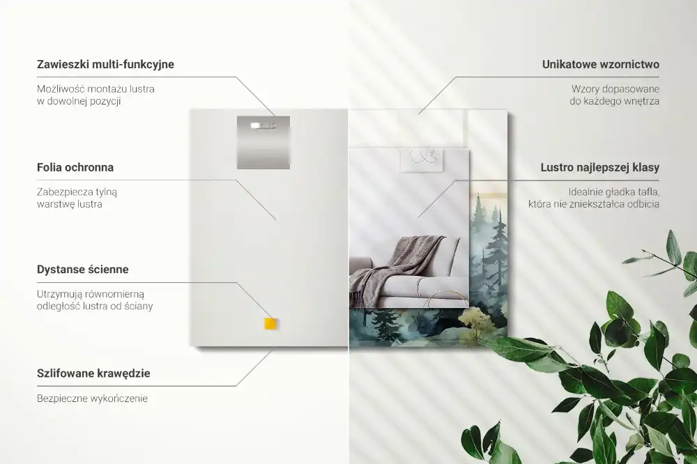 Rectangular decorative mirror Forest in the fog