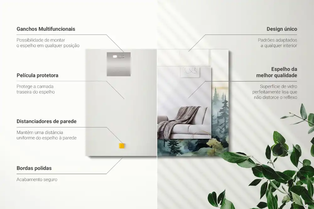 Rectangular decorative mirror Forest in the fog