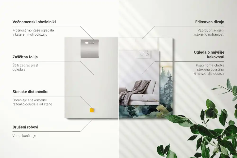 Rectangular decorative mirror Forest in the fog