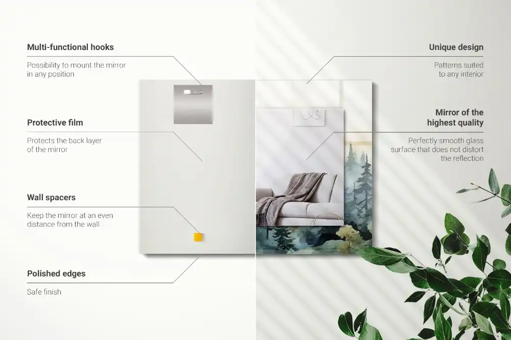 Rectangular decorative mirror Forest in the fog