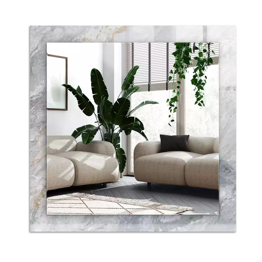 Rectangular mirror print Marble gray veins