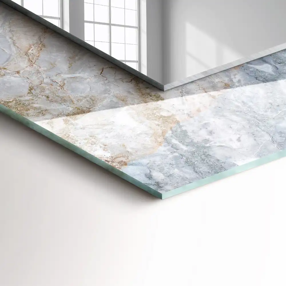 Rectangular mirror print Marble gray veins