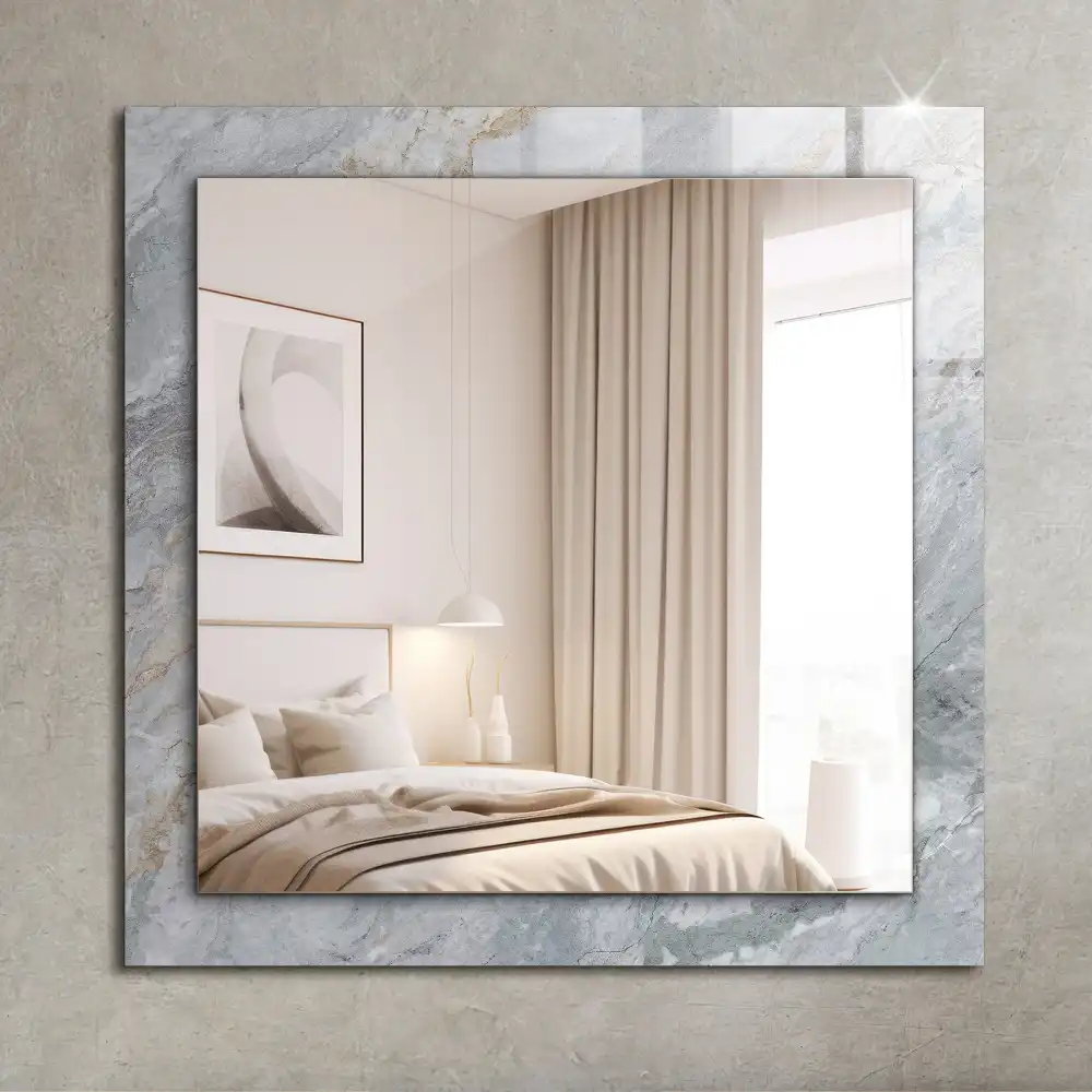 Rectangular mirror print Marble gray veins