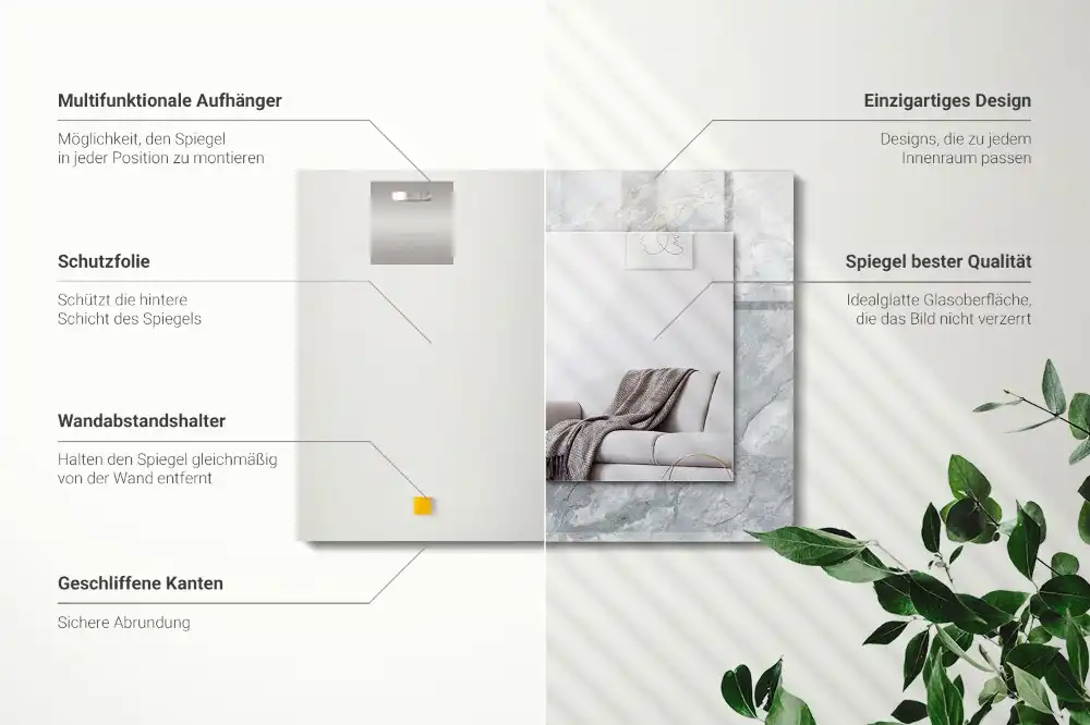 Rectangular mirror print Marble gray veins