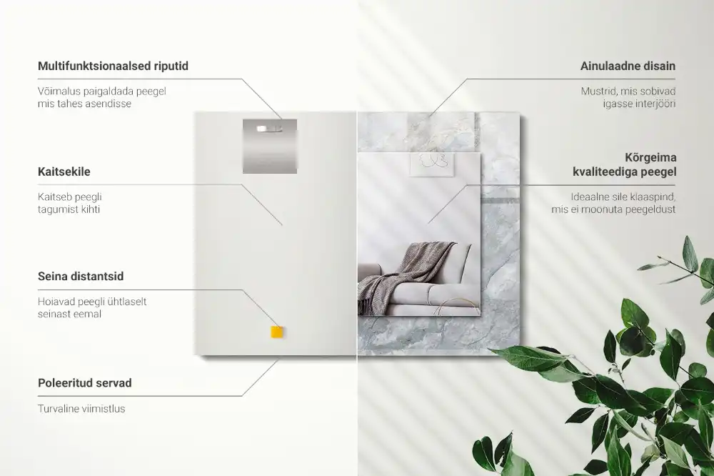 Rectangular mirror print Marble gray veins