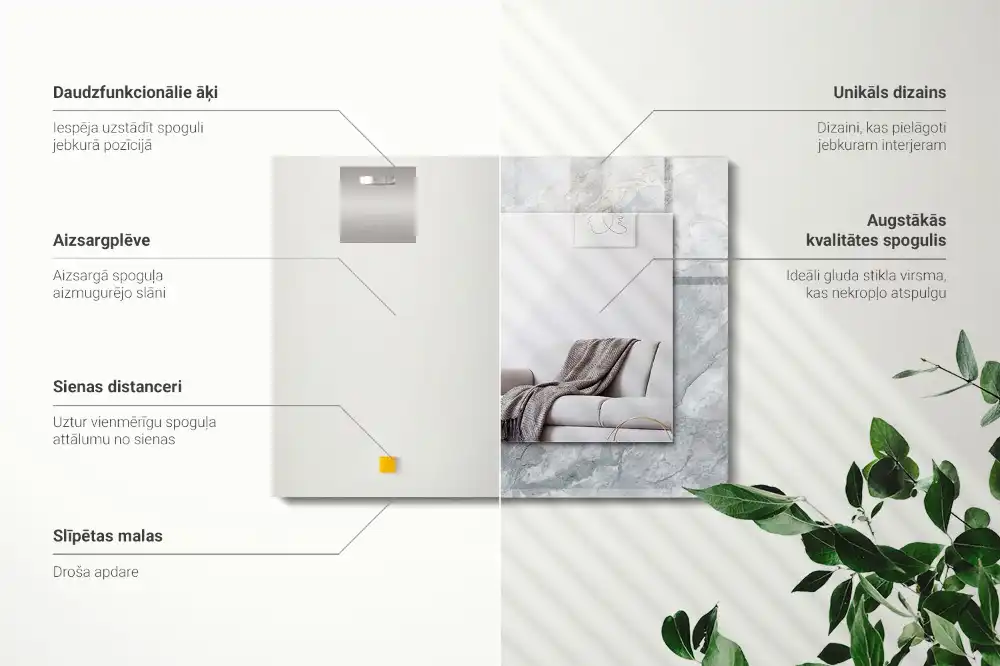 Rectangular mirror print Marble gray veins