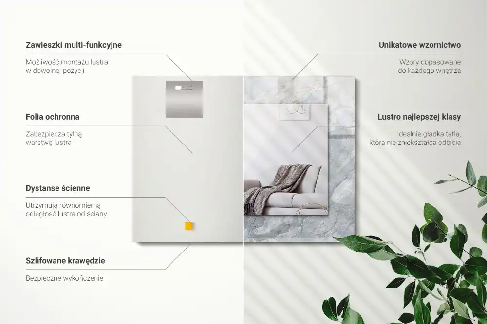 Rectangular mirror print Marble gray veins