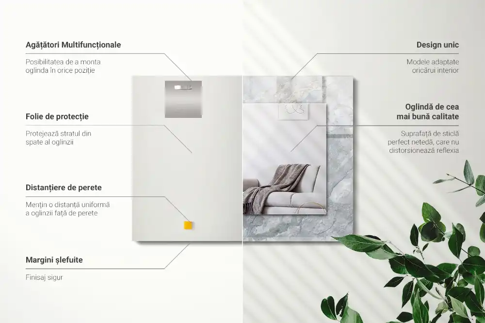 Rectangular mirror print Marble gray veins