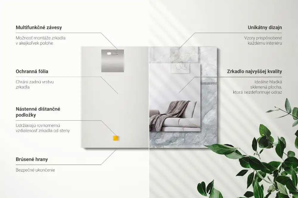 Rectangular mirror print Marble gray veins