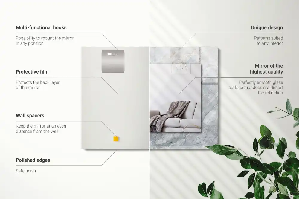 Rectangular mirror print Marble gray veins