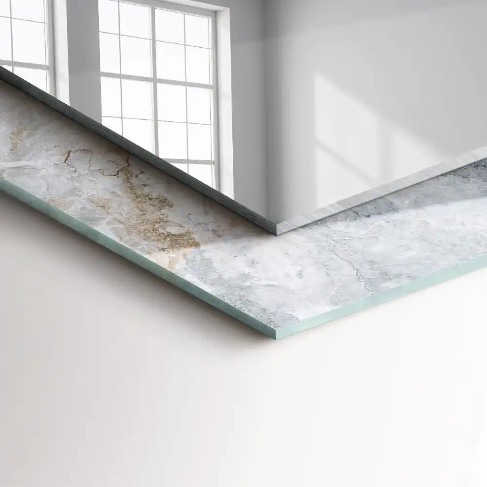 Rectangular mirror print Marble gray veins
