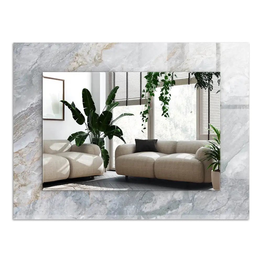 Rectangular mirror print Marble gray veins