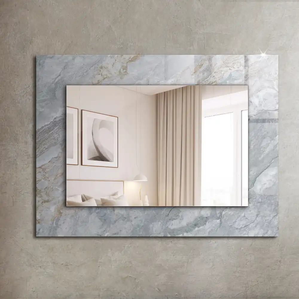 Rectangular mirror print Marble gray veins