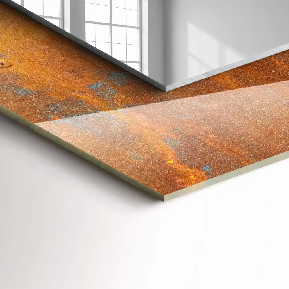 Rectangle decorative mirror Rust metal surface