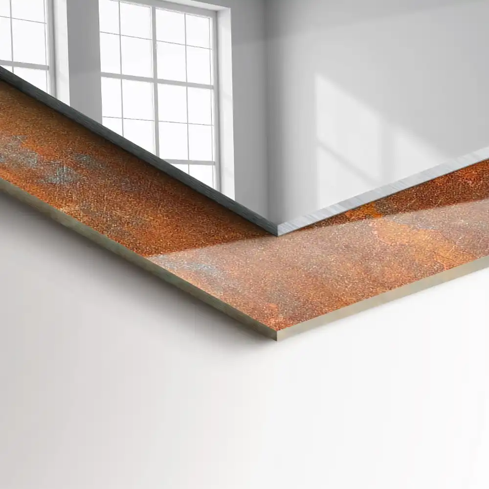 Rectangle decorative mirror Rust metal surface