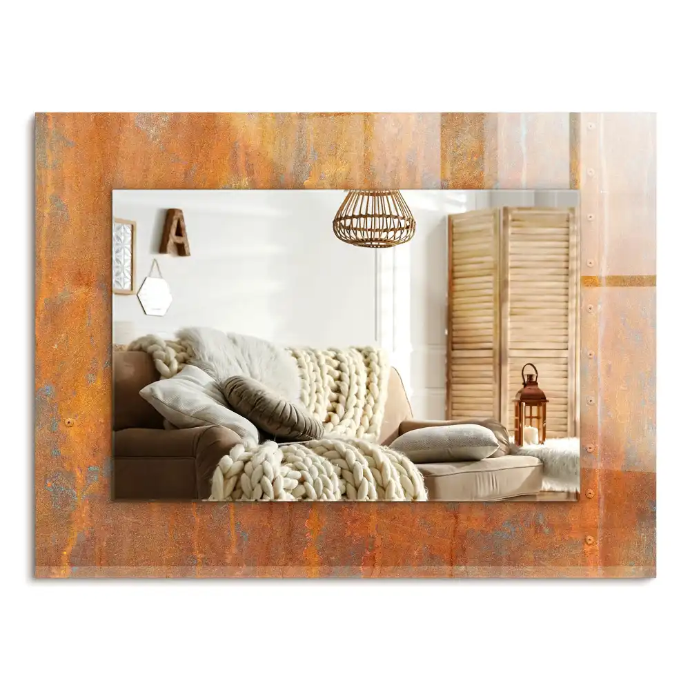 Rectangle decorative mirror Rust metal surface