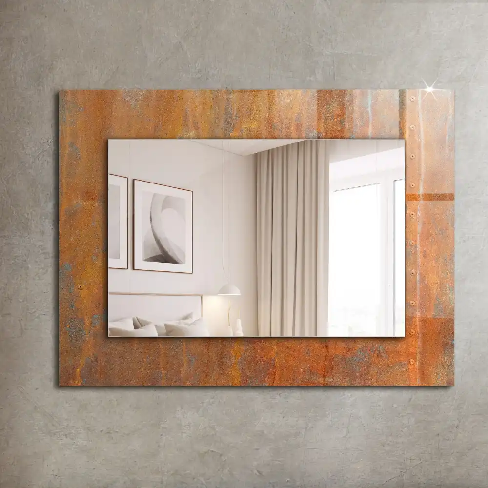 Rectangle decorative mirror Rust metal surface
