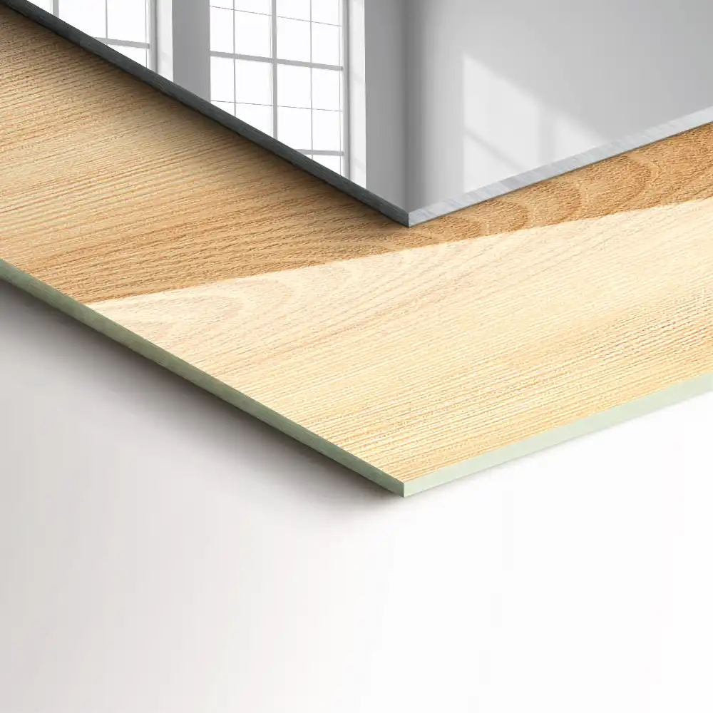 Rectangular wall mirror design Wooden board texture