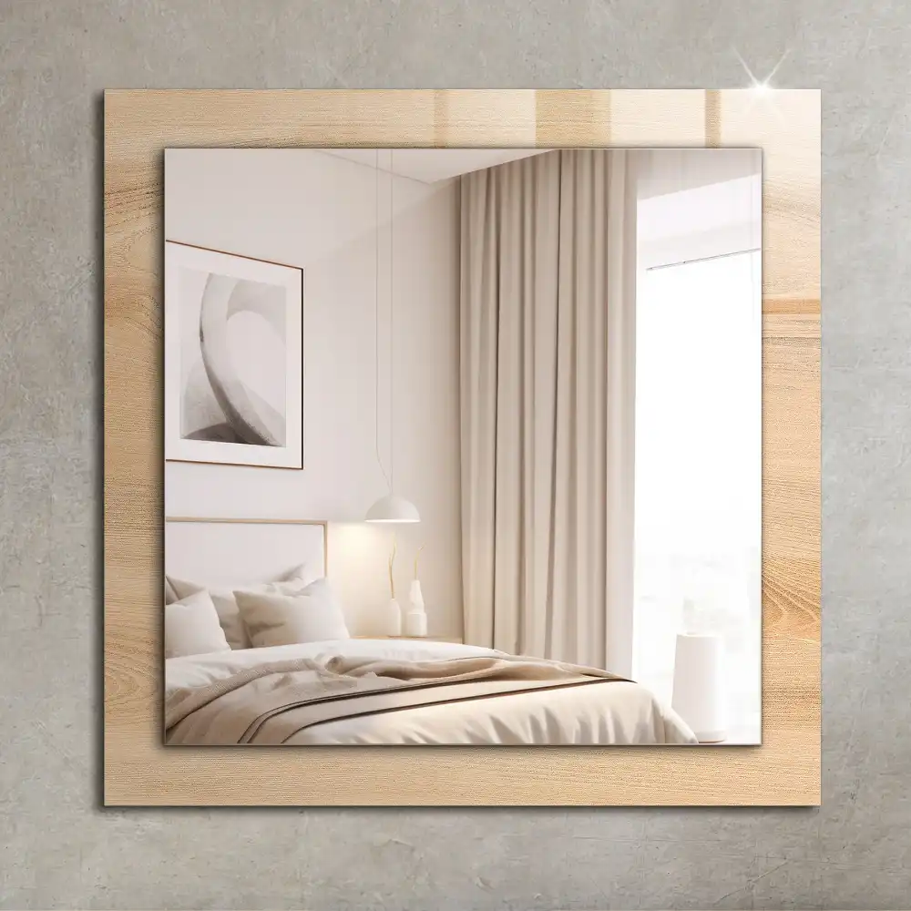 Rectangular wall mirror design Wooden board texture