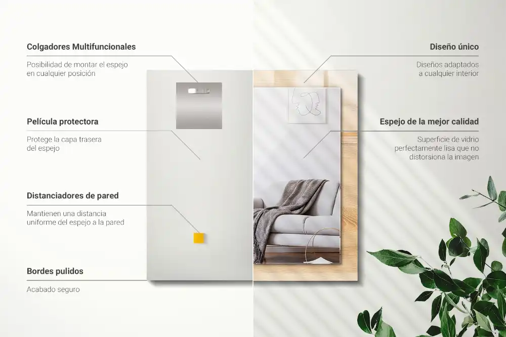 Rectangular wall mirror design Wooden board texture