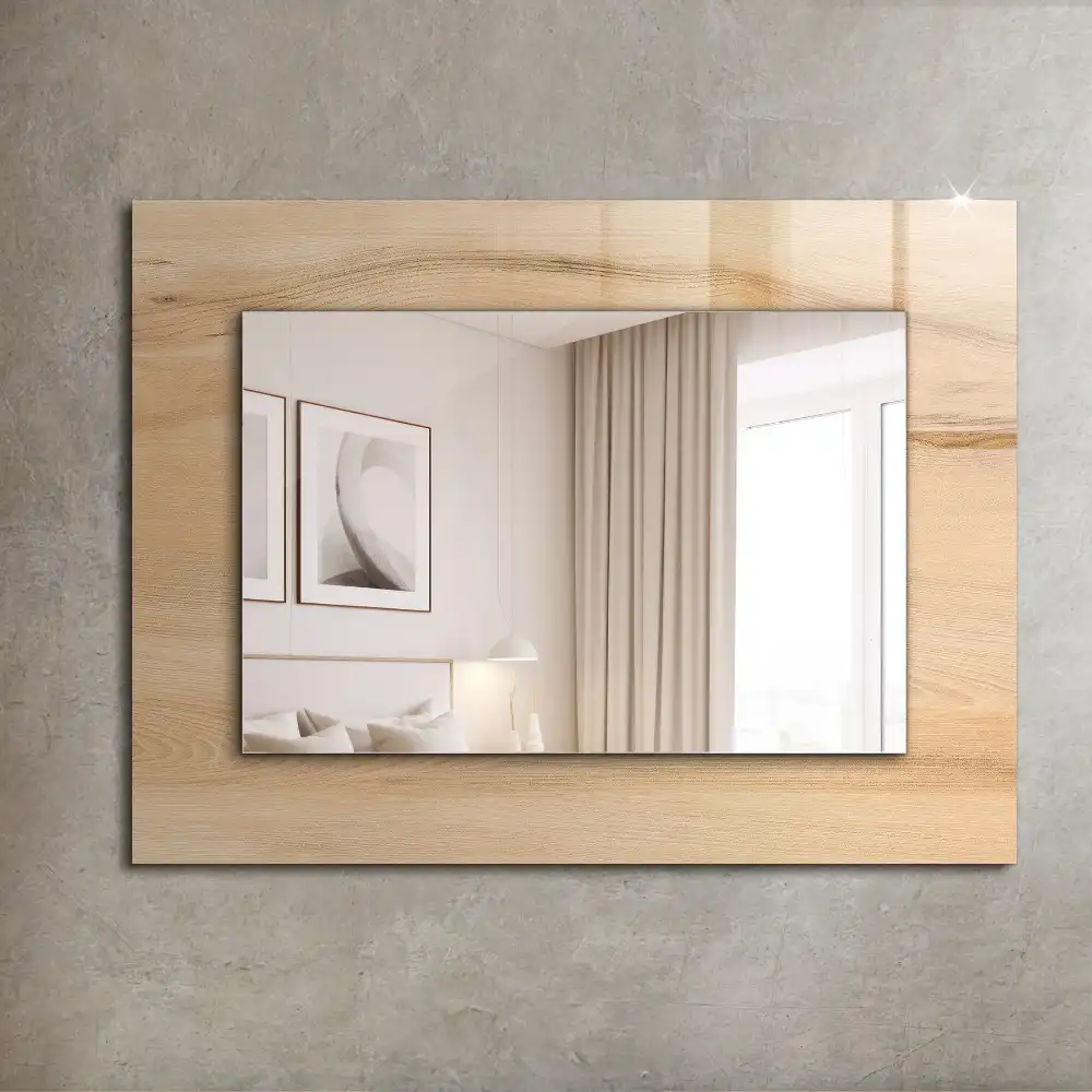 Rectangular wall mirror design Wooden board texture