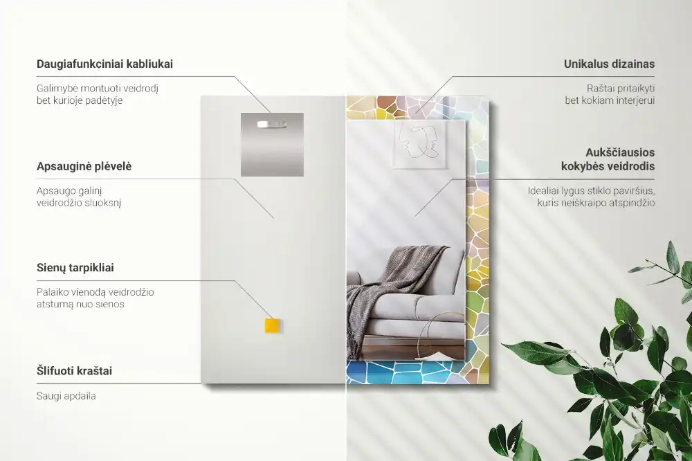 Rectangular decorative mirror Colorful abstract mosaic