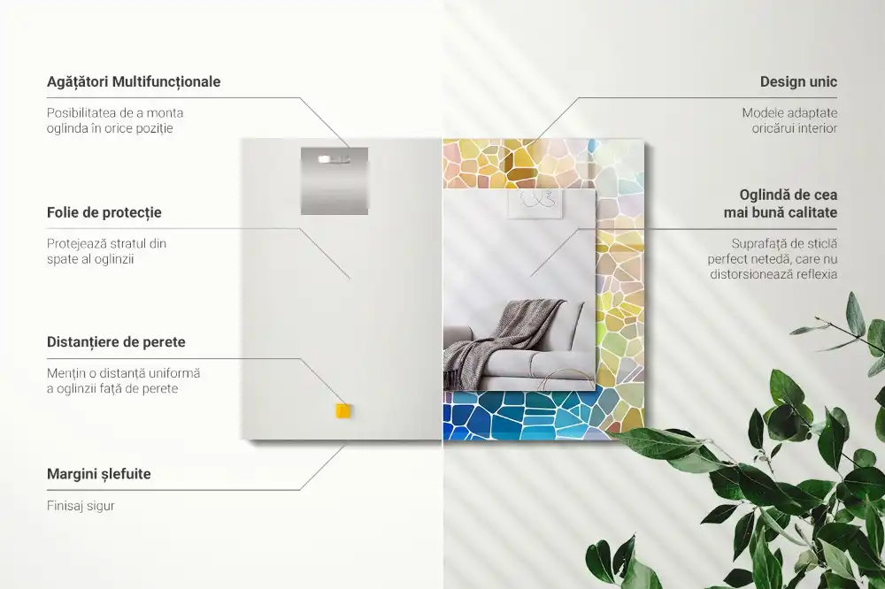 Rectangular decorative mirror Colorful abstract mosaic