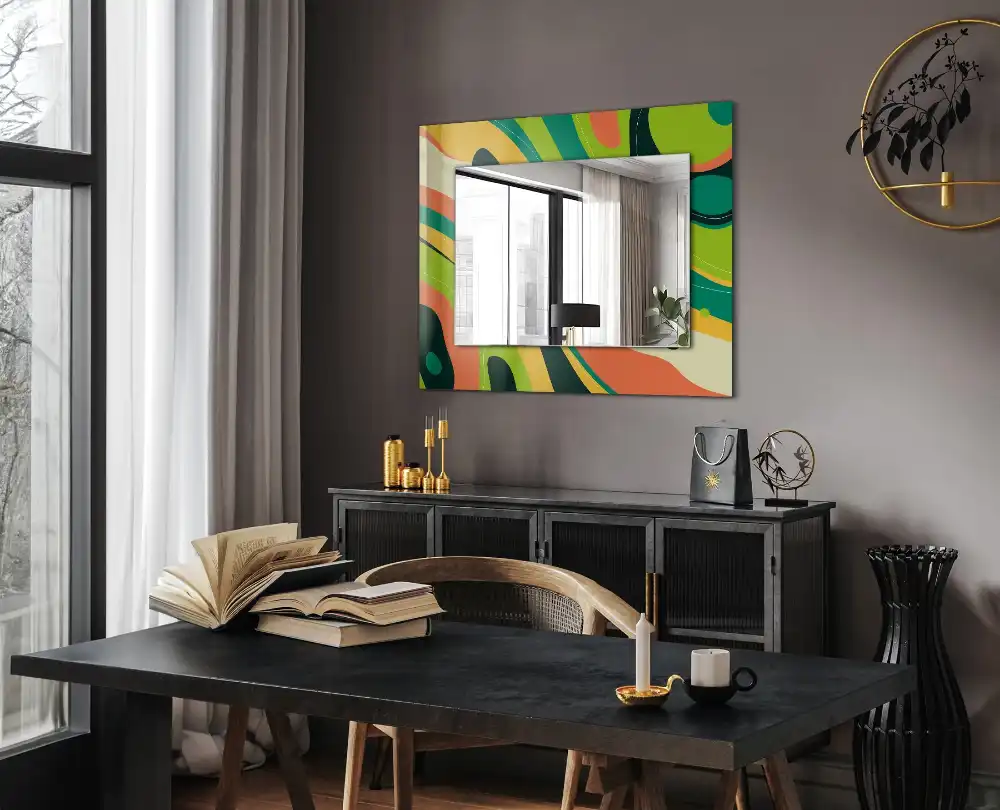 Rectangular wall mirror design Abstract colorful patterns