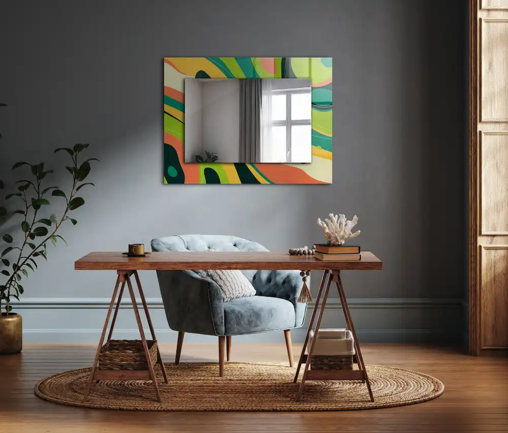Rectangular wall mirror design Abstract colorful patterns