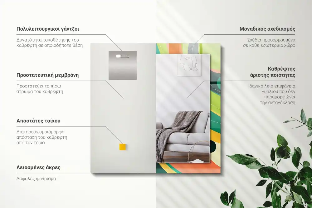 Rectangular wall mirror design Abstract colorful patterns