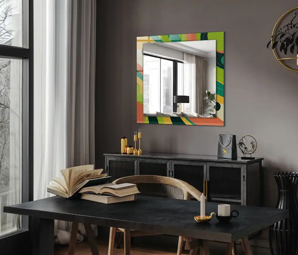 Rectangular wall mirror design Abstract colorful patterns